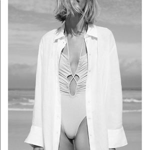 Zara Oversize white linen shirt size medium